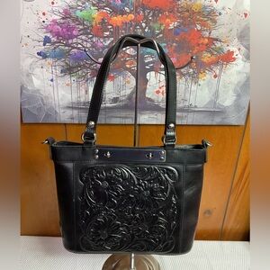 Patricia Nash 100% Leather Arden Floral Embossed Leather Satchel